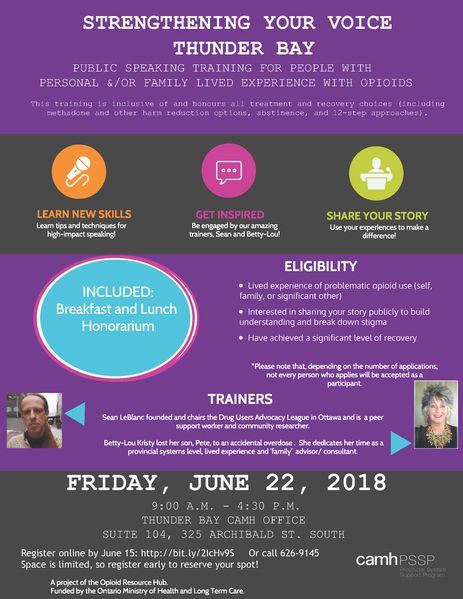 Strengthening Your Voice free training - Thunder Bay - June 22, 2018