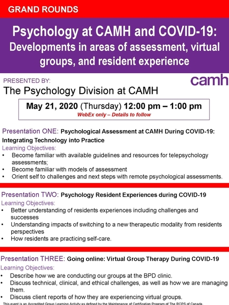 Pages from Grand Rounds - Psychology at CAMH and COVID-19 - May 21 2020