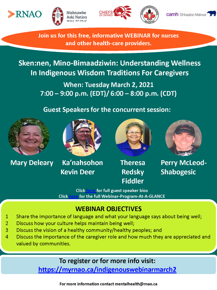 Webinar: Sken:nen, Mino-Bimaadziwin: Understanding wellness in Indigenous wisdom traditions for caregivers