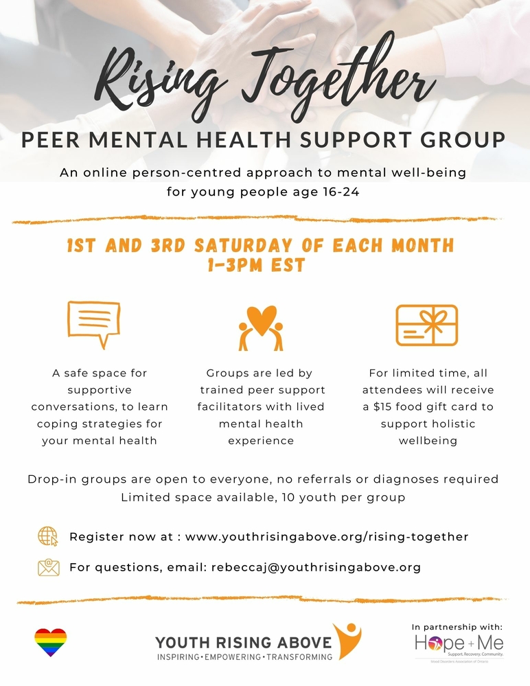 Virtual Youth Peer Mental Health Support Group - 1st &amp; 3rd Saturdays Monthly