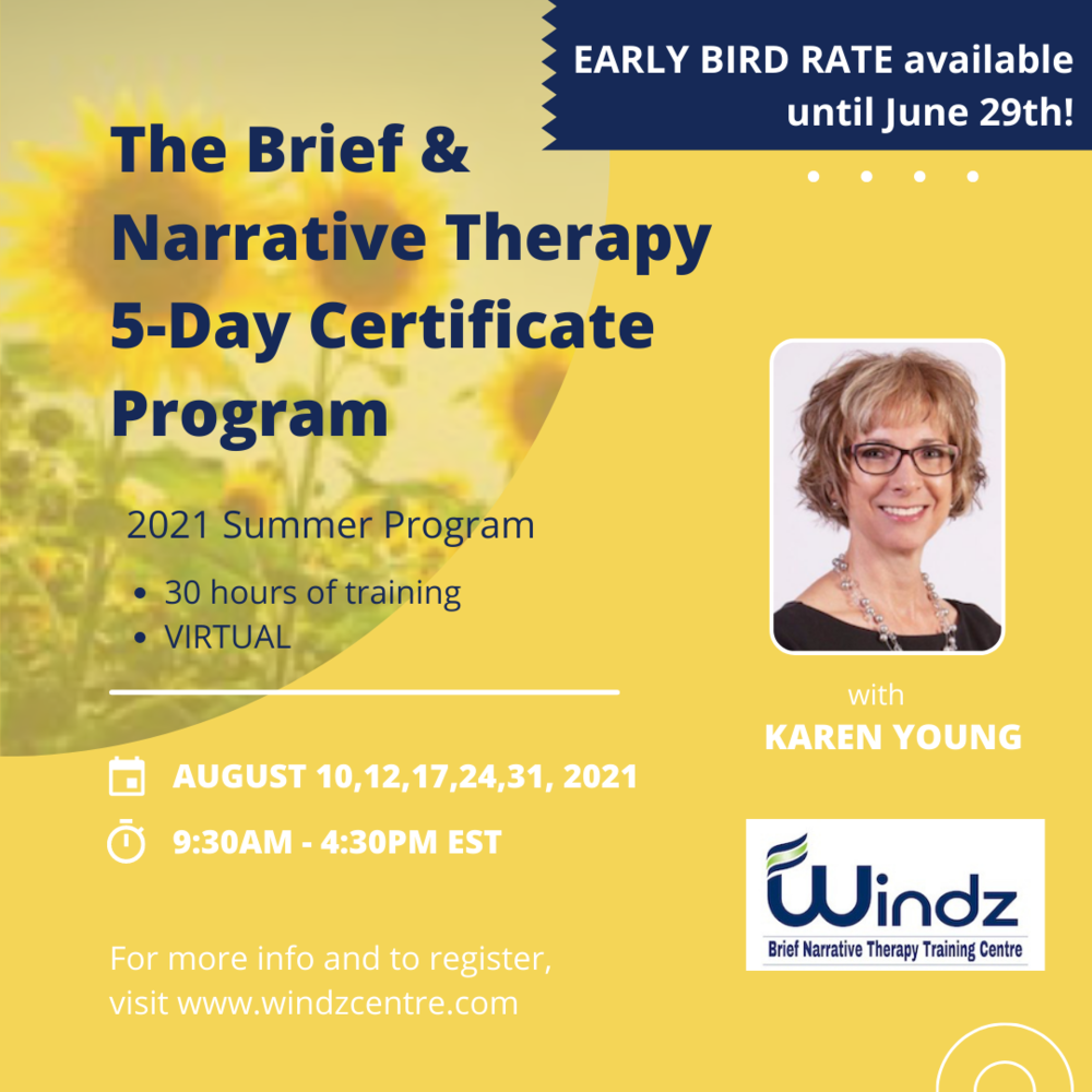 The Brief &amp; Narrative Therapy 5-Day Certificate Program - Summer Intensive