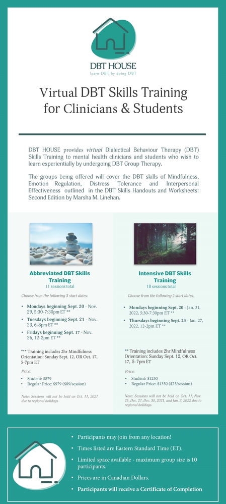 DBT Skills Training Group for Clinicians &amp; Students (Virtual)