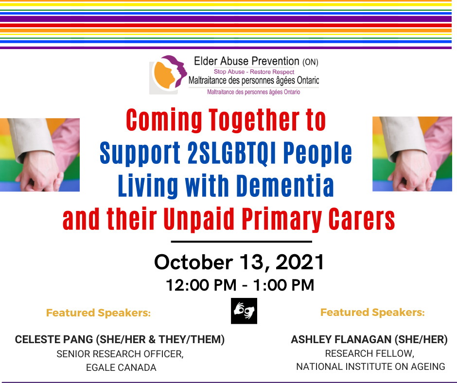 Coming Together to Support 2SLGBTQI People Living with Dementia and their Unpaid Primary Carers