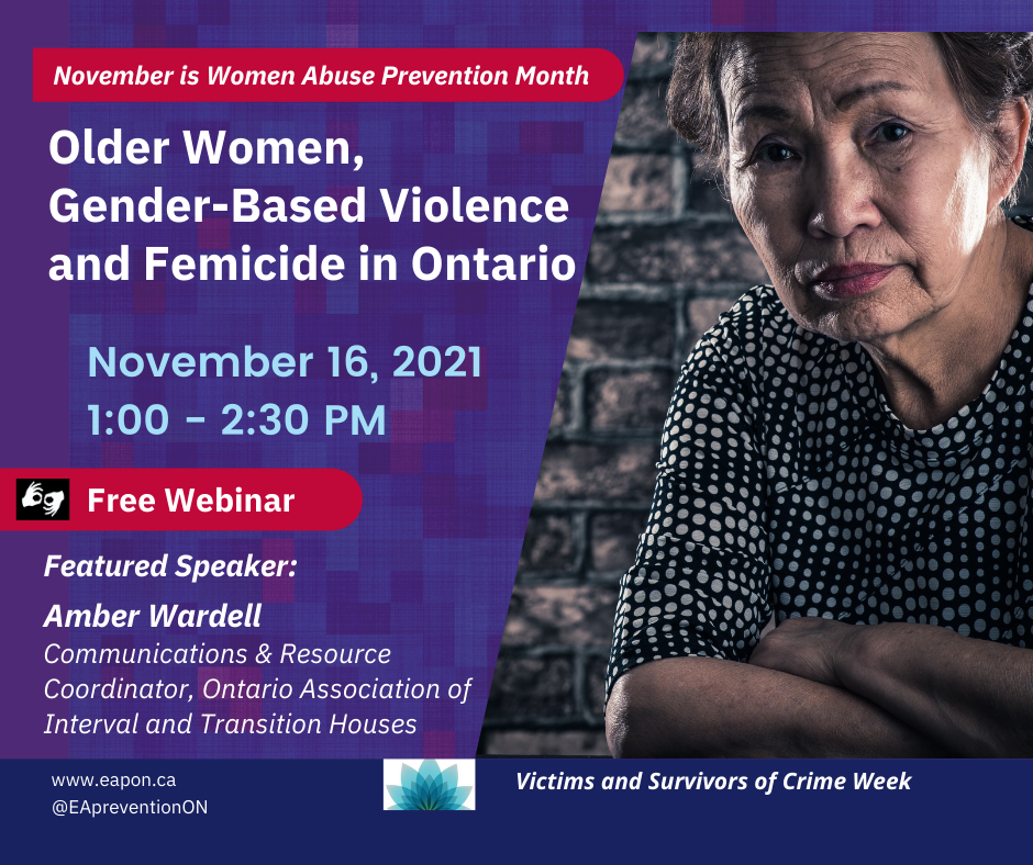 Older Women, Gender-Based Violence and Femicide in Ontario