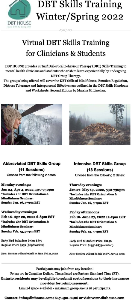 DBT Skills Training for Mental Health Professionals and Students