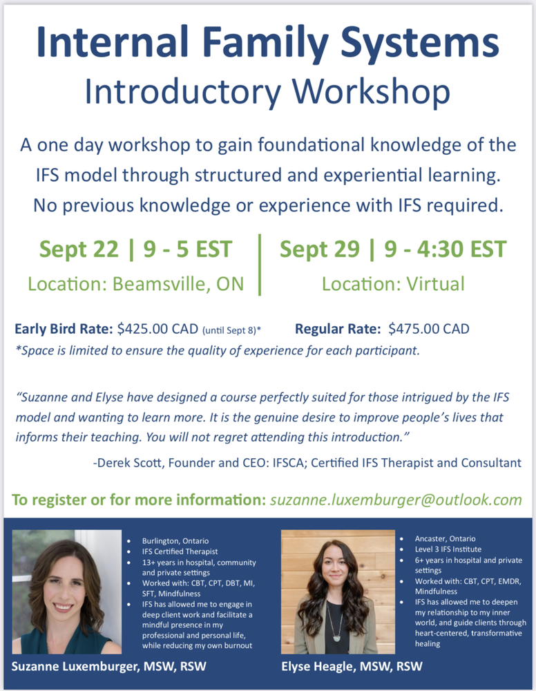 Internal Family Systems: Introductory Workshop - Early Bird Pricing