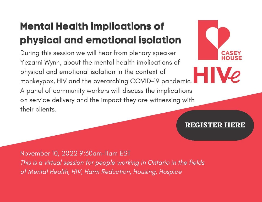 Mental Health Series workshop titled: Mental Health implications of physical and emotional isolation