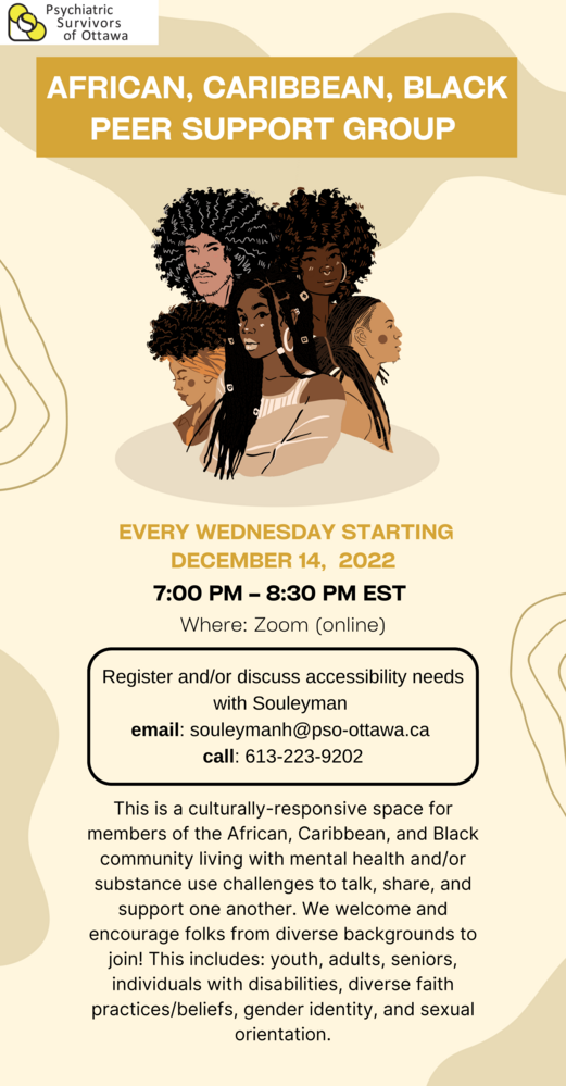 African, Caribbean, and Black Community Peer Support Group (Online)