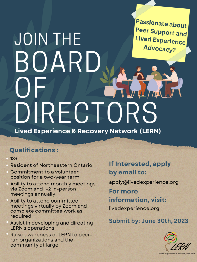 Lived Experience &amp; Recovery Network (LERN) Recruitment for Board of Directors!