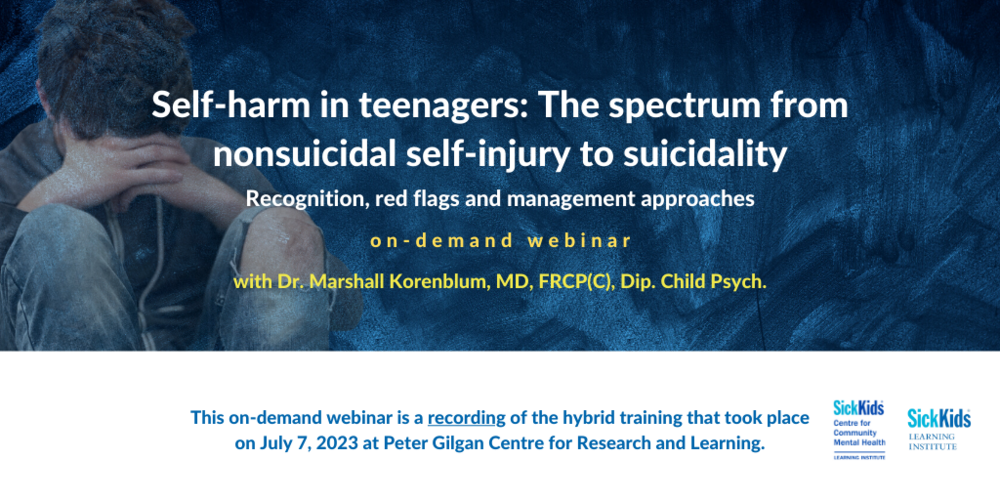 Self-harm in teenagers: The spectrum from nonsuicidal self-injury to suicidality