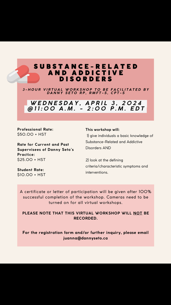 Virtual workshop on Substance-Related and Addictive Disorders