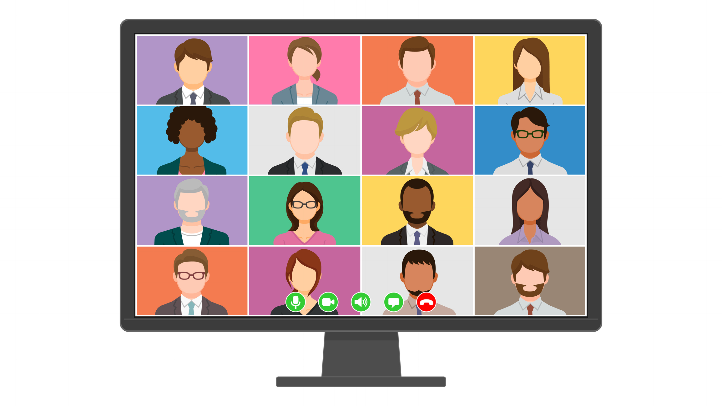 Computer screen with faces