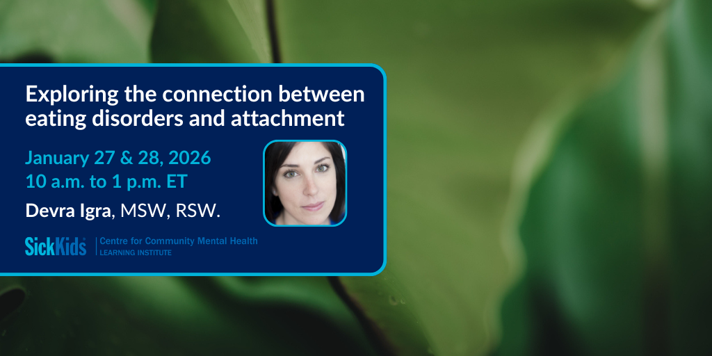 Image of green leaves with text Exploring the connections between eating disorders and attachment with a headshot of Devra Igra.