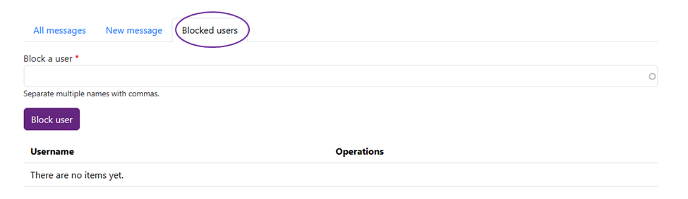 post with "Blocked users" circled.